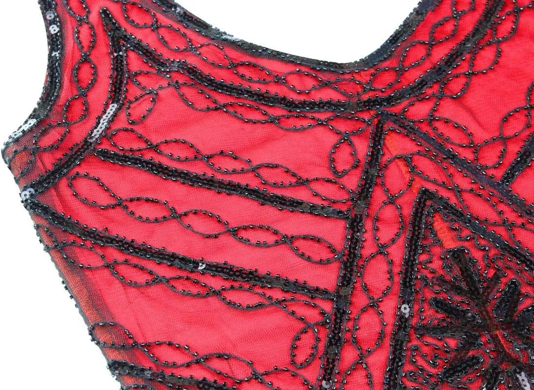 1920s Gatsby Sequin Fringed Paisley Flapper Dress with 20s Accessories Set
