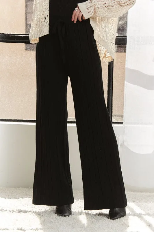 ADORA Black Wide Leg Knit Pants