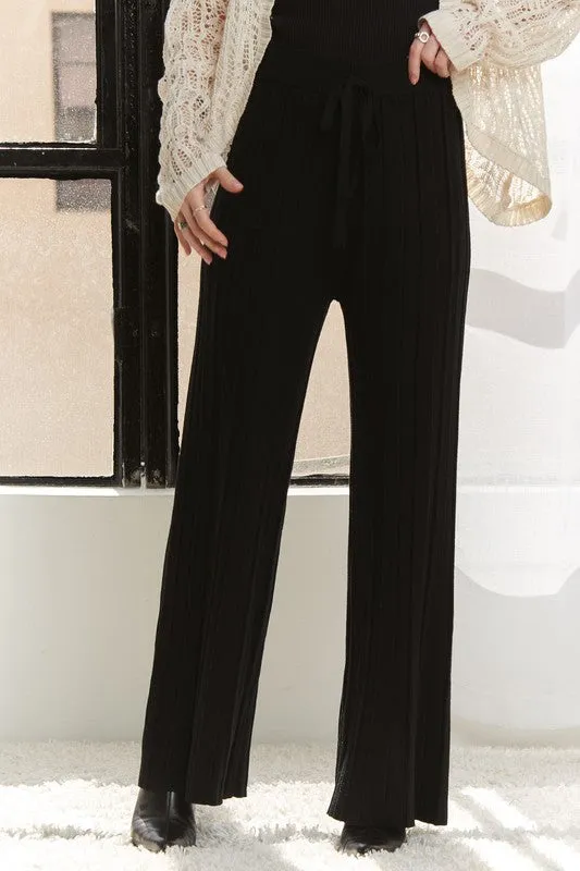 ADORA Black Wide Leg Knit Pants