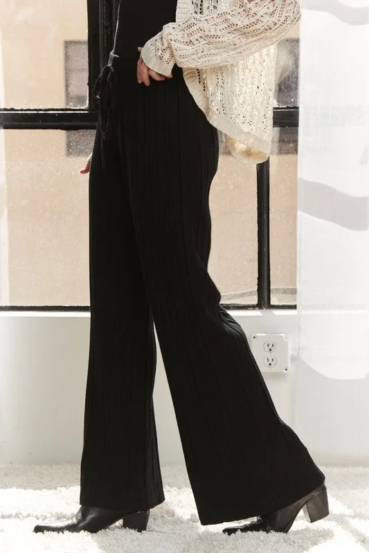 ADORA Black Wide Leg Knit Pants