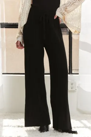ADORA Black Wide Leg Knit Pants