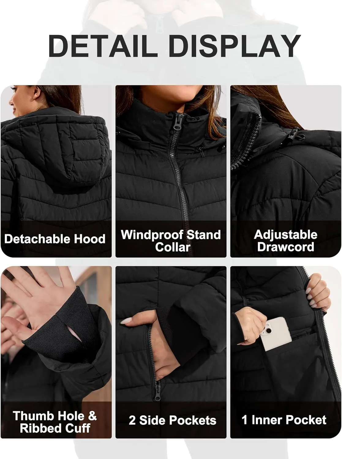 ANOTHER CHOICE Women Plus Size Puffer Jacket, Warm Quilted Puffer Coat Lightweight Puffy Jacket with Hood