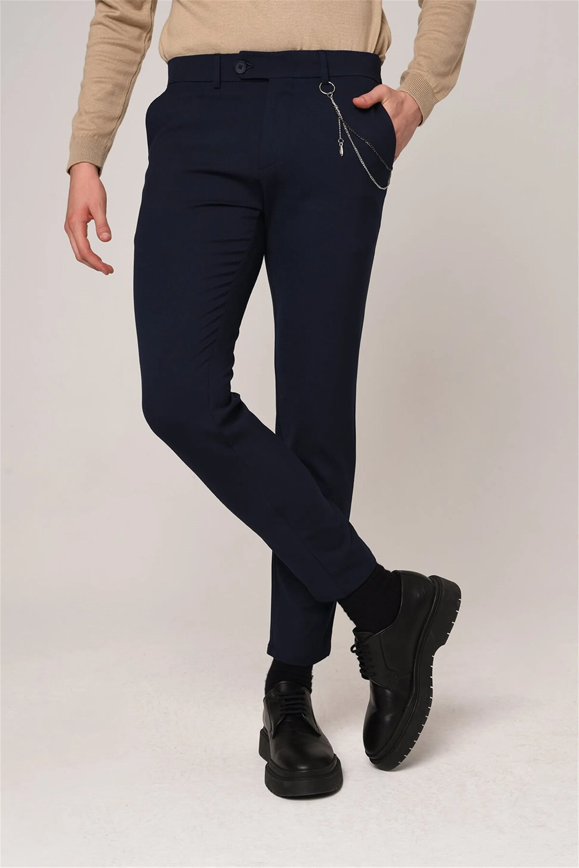 ANT Men's Accessory Detail Slim Fit Trousers - Plainfield