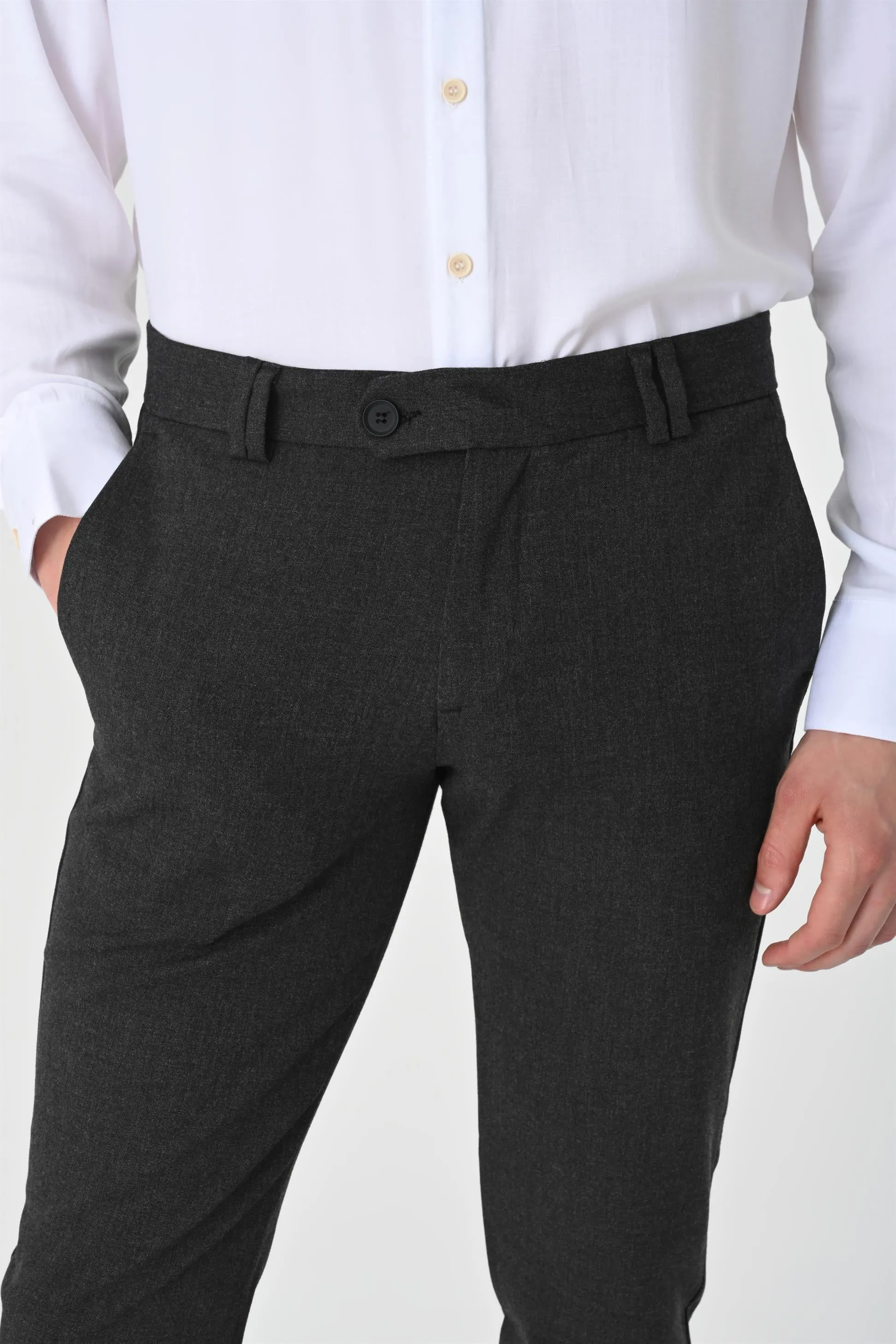 ANT Men's Slim Fit Accessory Trousers - Carrara
