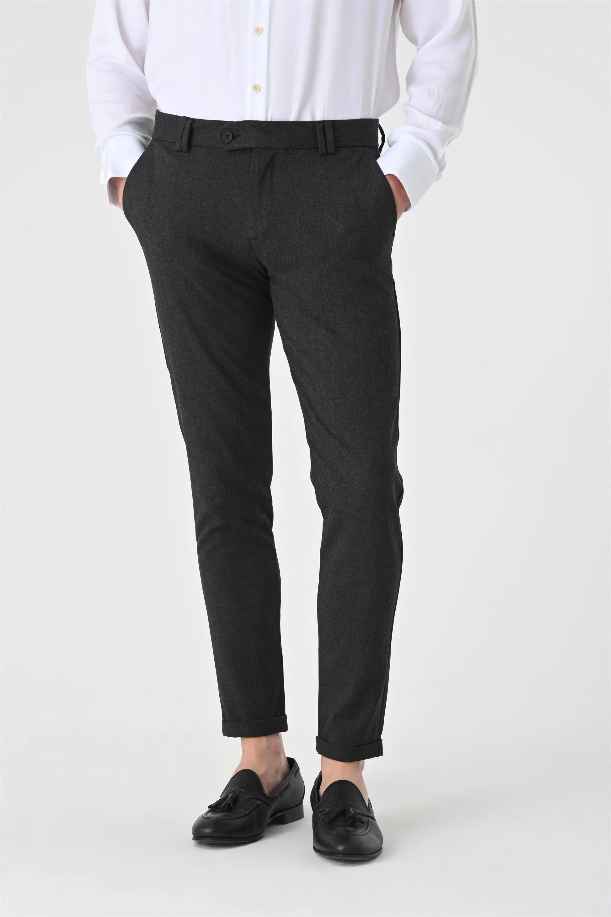 ANT Men's Slim Fit Accessory Trousers - Carrara