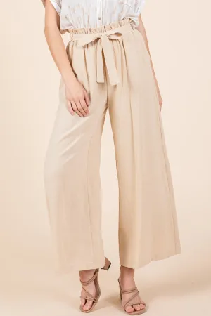 Blue Zone Planet |  Mittoshop High Waist Tie Front Wide Leg Pants