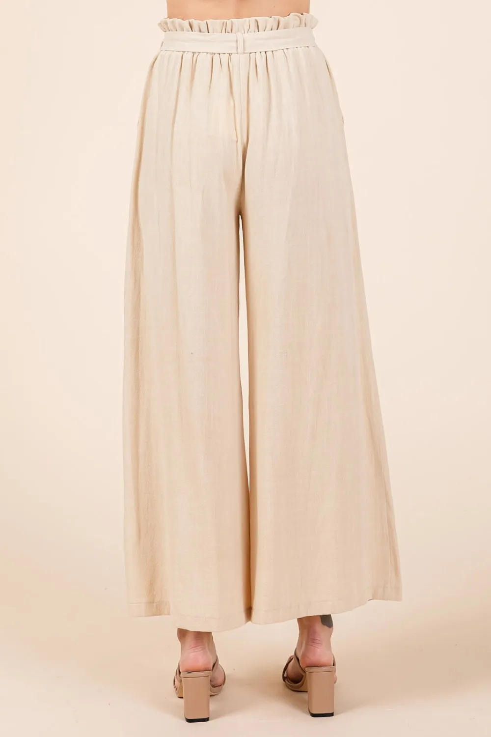Blue Zone Planet |  Mittoshop High Waist Tie Front Wide Leg Pants