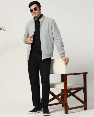 Bomber Grey Solid Zipper Jacket - Cornell