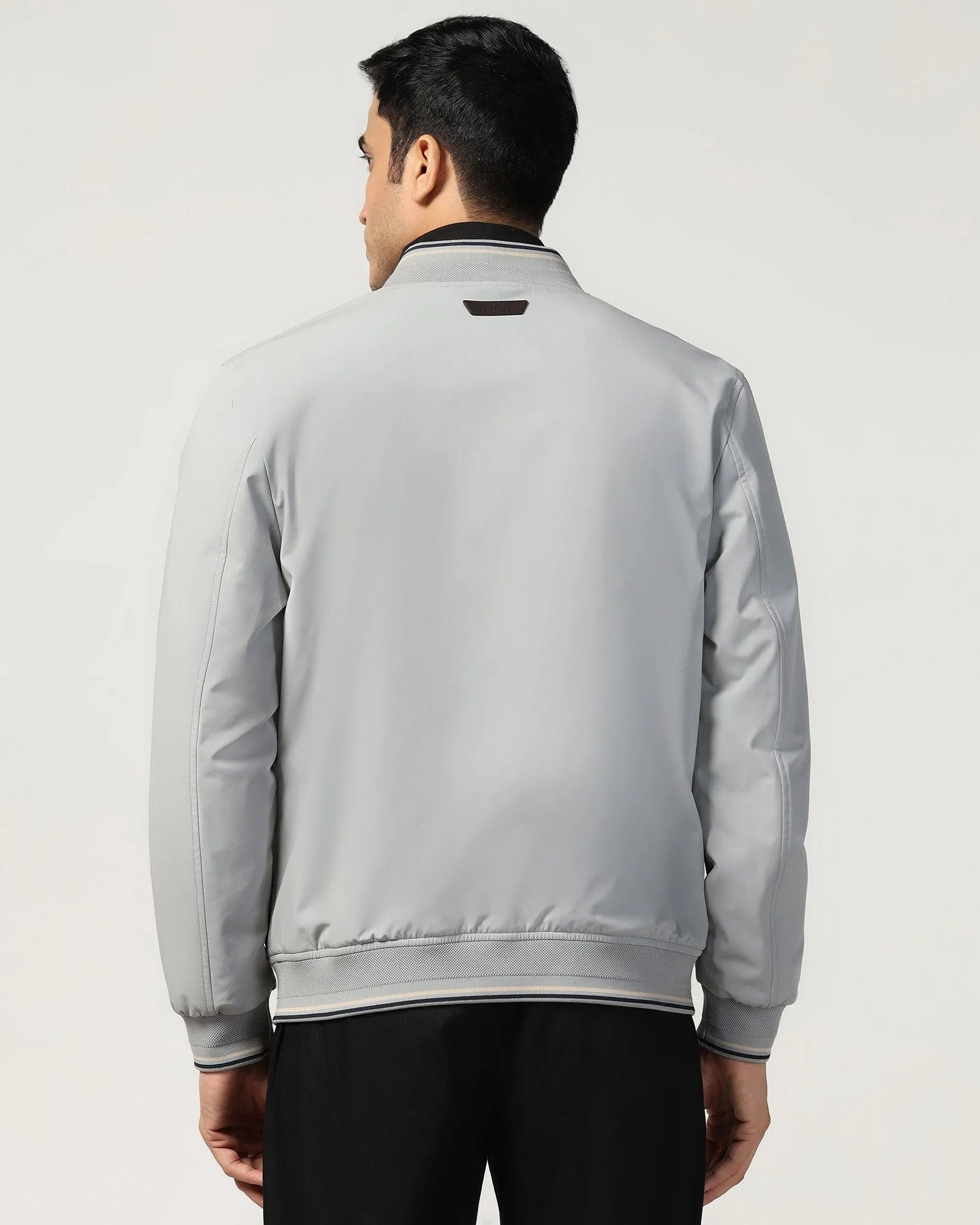 Bomber Grey Solid Zipper Jacket - Cornell