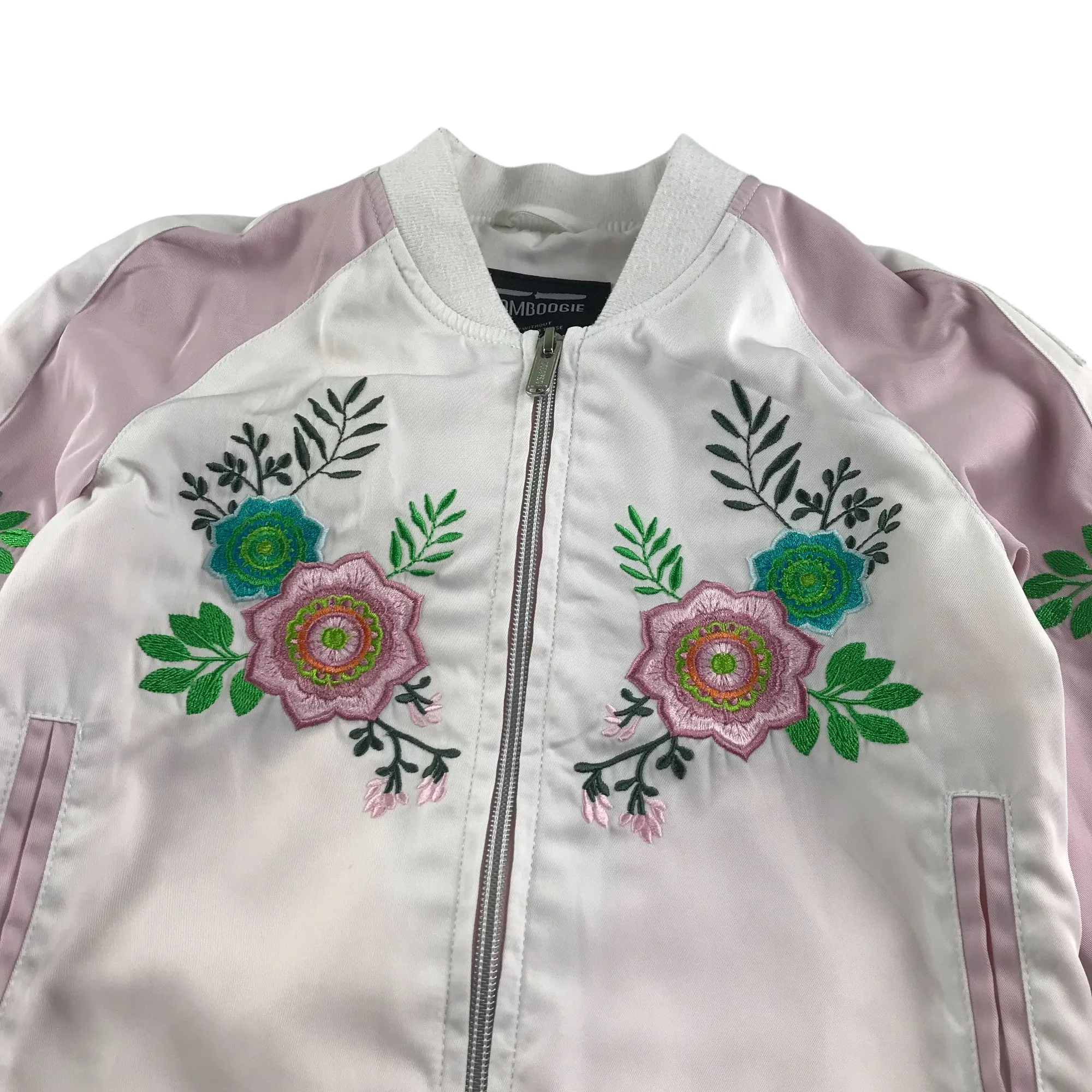 Bomboogie bomber 6 years white and pink floral embroidered light jacket or sweater