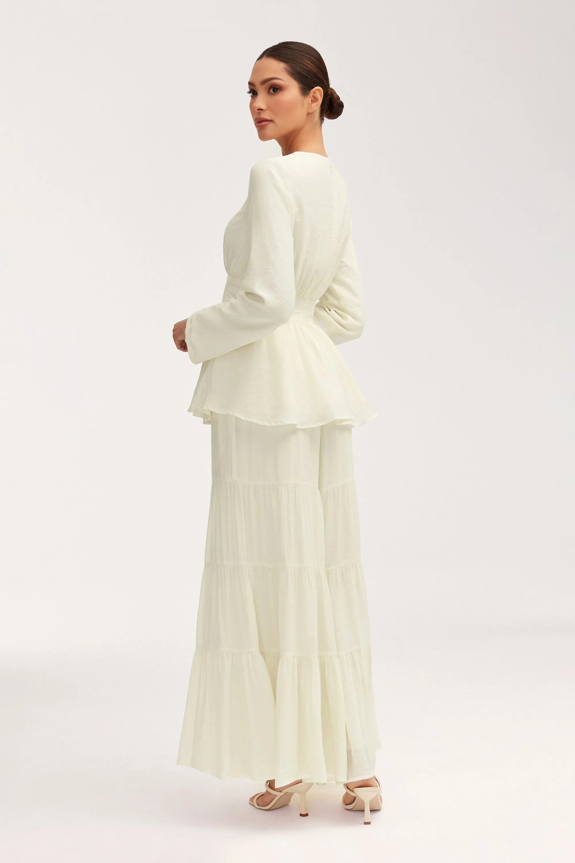 Bushra Flare Sleeve Top - Off White