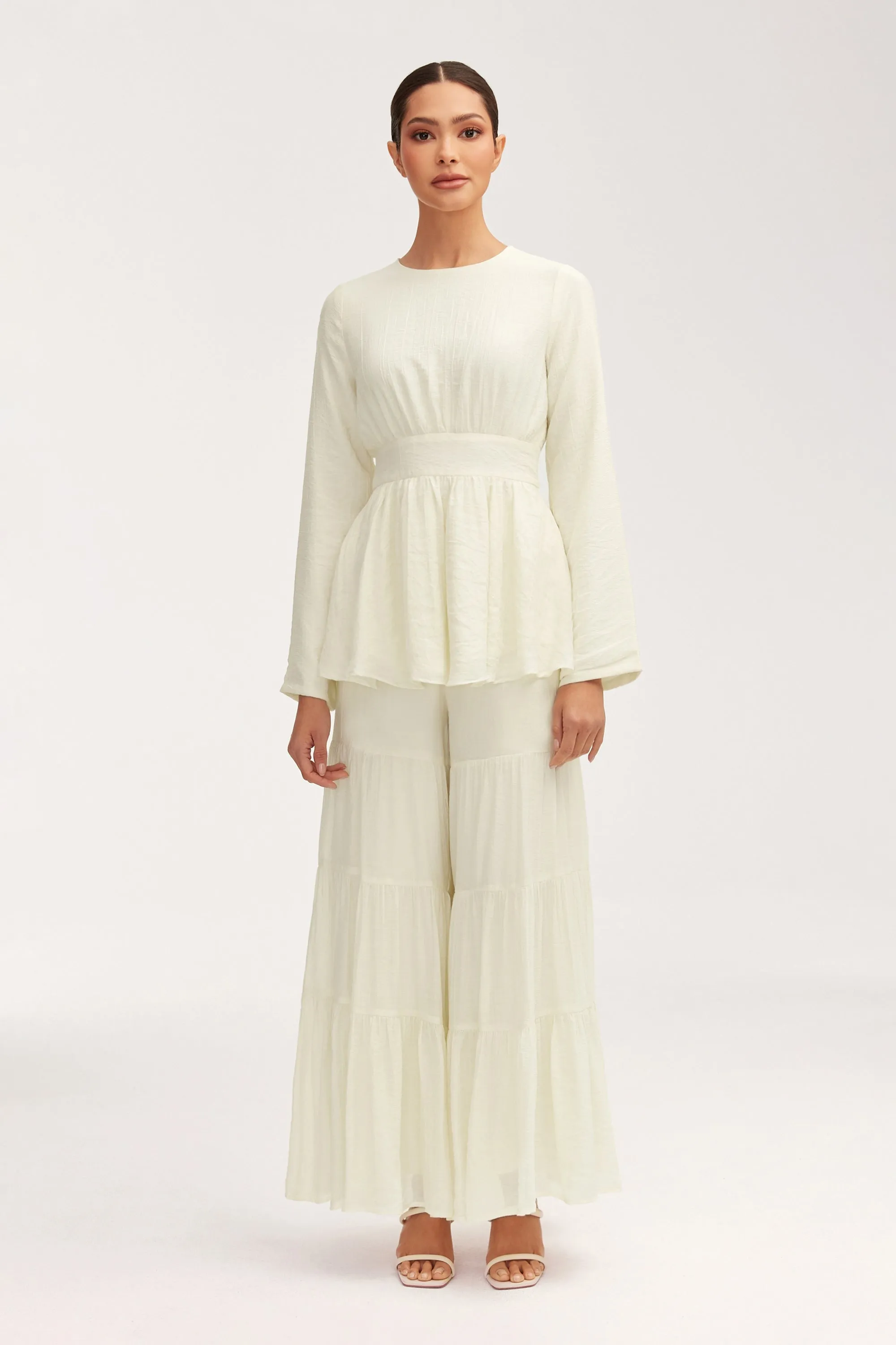 Bushra Flare Sleeve Top - Off White