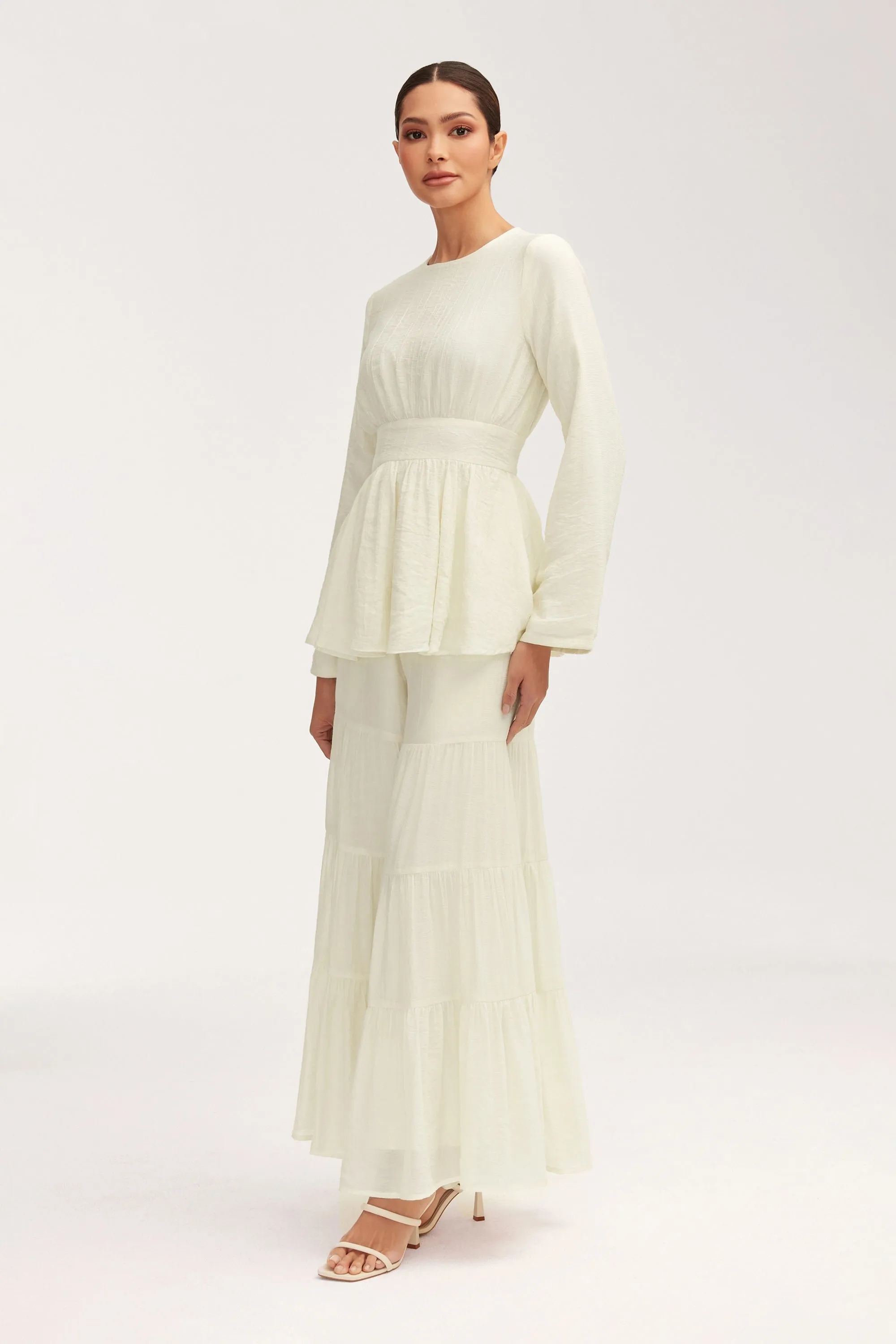 Bushra Flare Sleeve Top - Off White