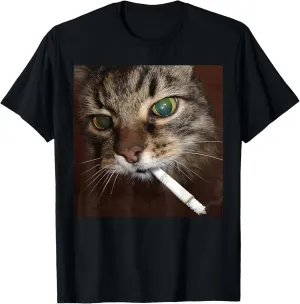 Cat Meme Cat Smoking Cigarette T-Shirt