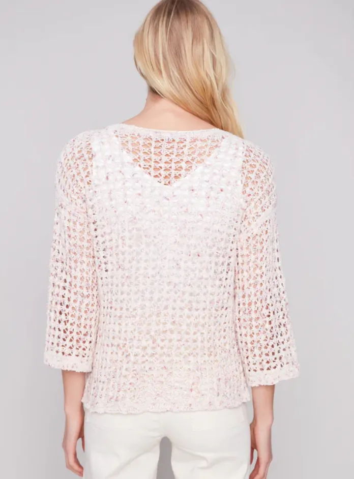 Charlie B Cotton Blend Tape Yarn Sweater - Tulip