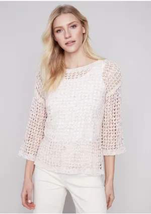 Charlie B Cotton Blend Tape Yarn Sweater - Tulip