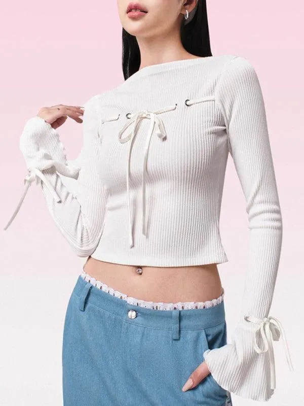 Chic Bow Tie Slim Fit Flare Top for Women: A Stylish Wardrobe Essential