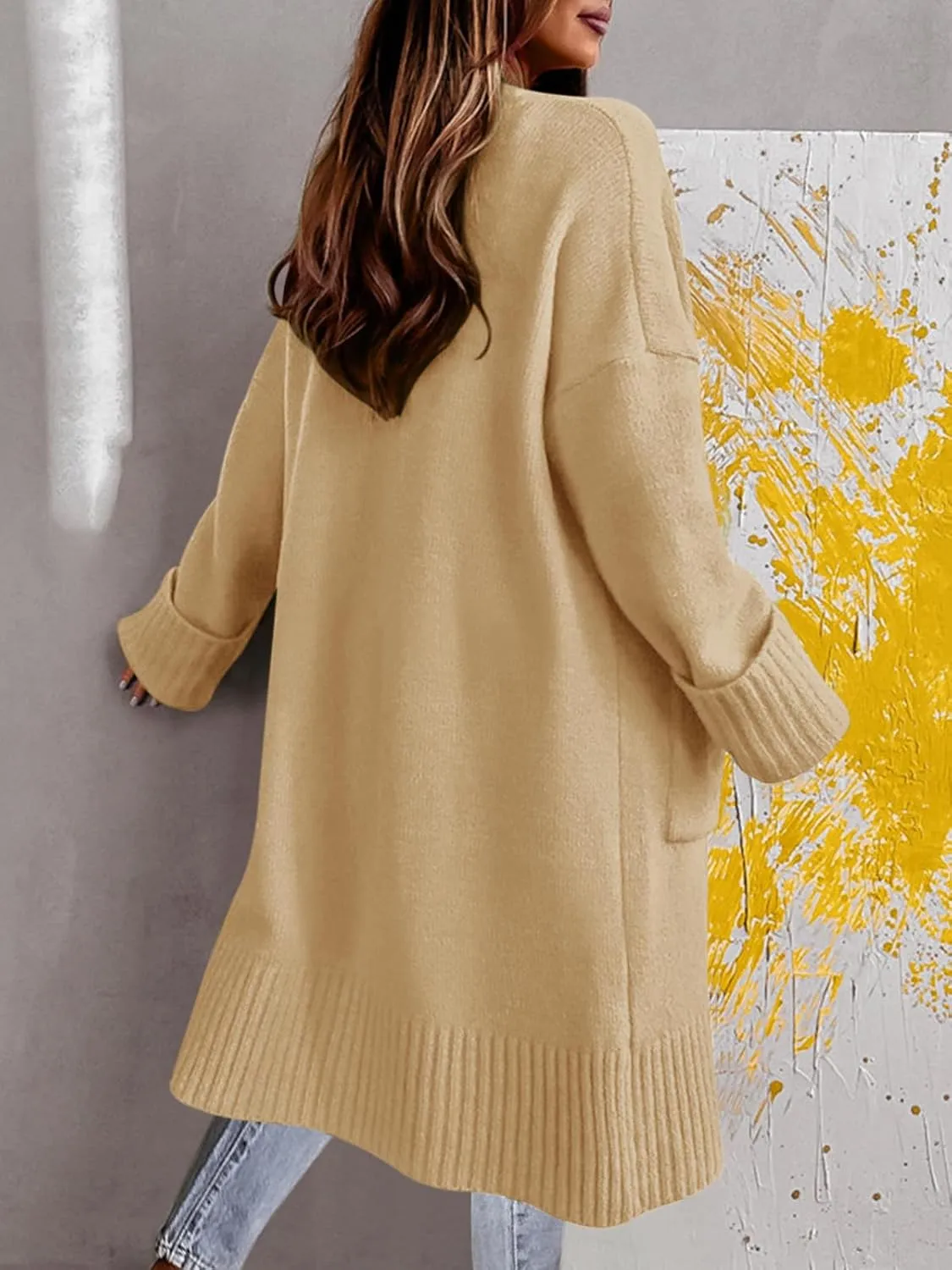 Danedvi Long Cardigan Sweaters for Women 2025 Fall Open Front Knit Oversized Cardigans Duster Coat with Pockets