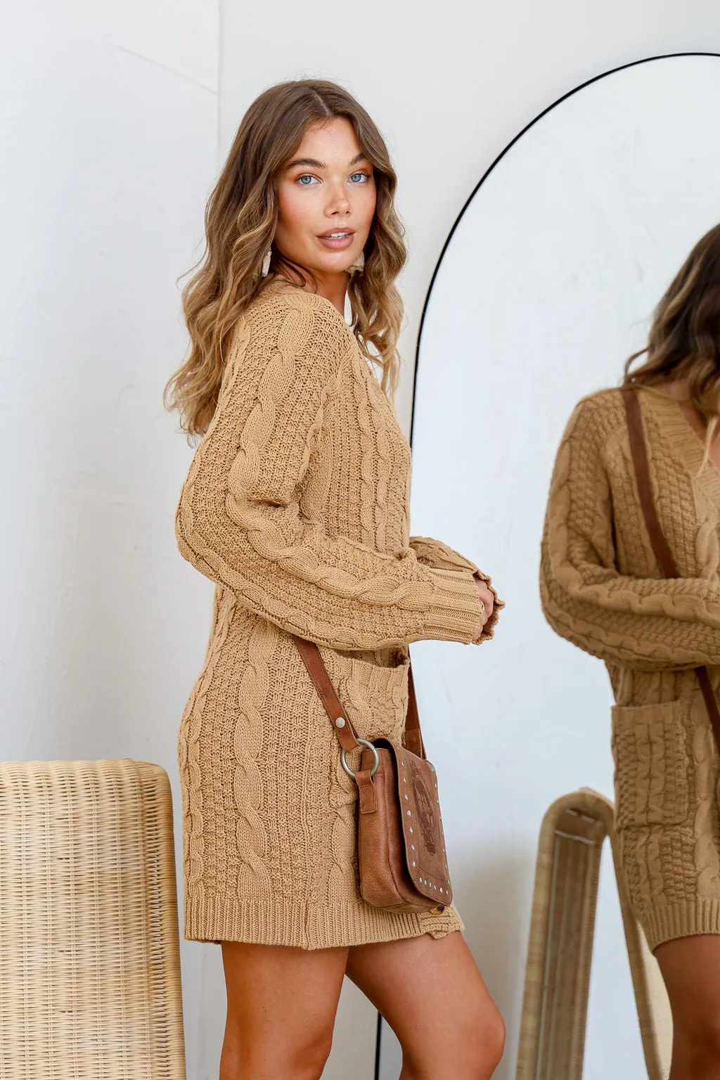 Davina Knit Cardigan Tan