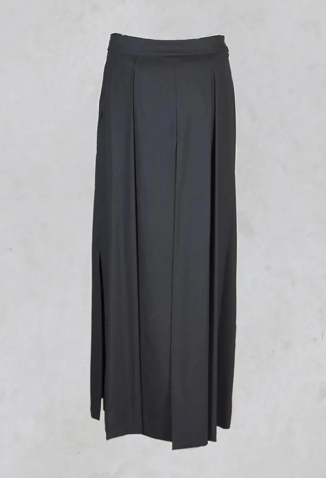 Double Layer Trousers with Pleats in Black/Grey