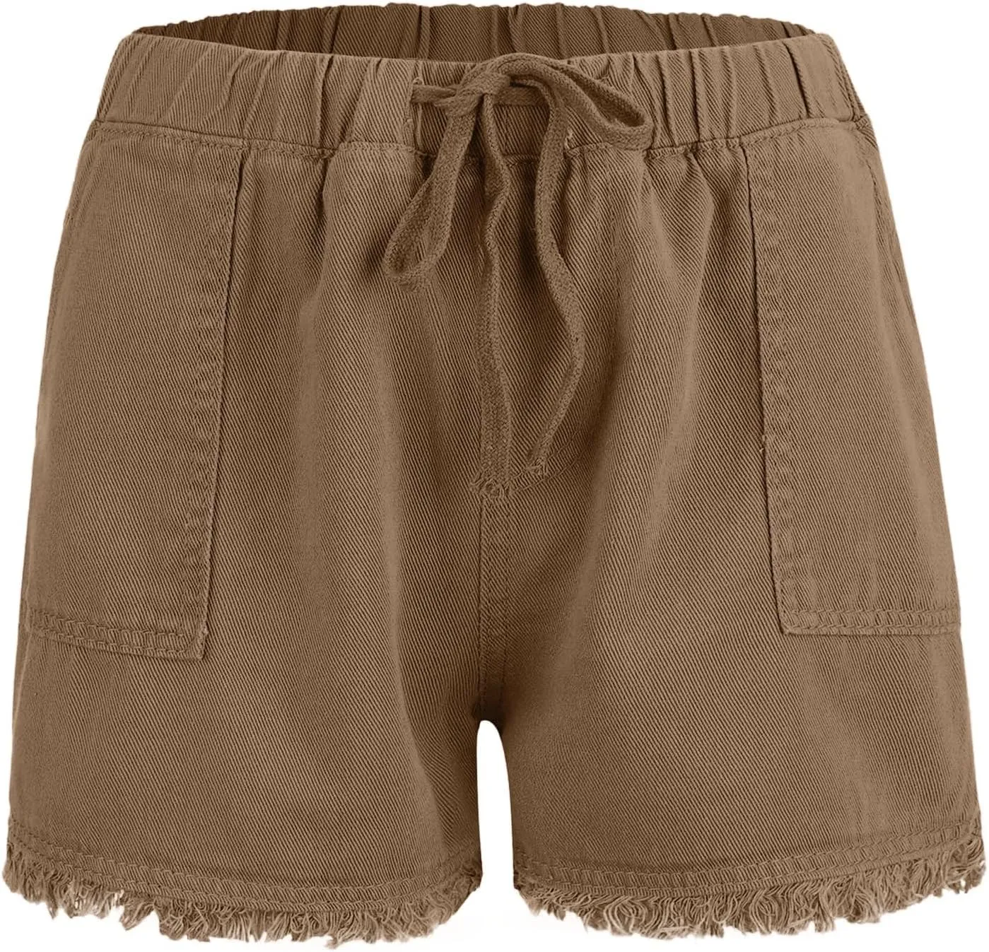 Drawstring Jean Shorts for Women Summer Casual Elastic Waist Raw Hem Denim Shorts Loose Fit Short Pants with Pockets