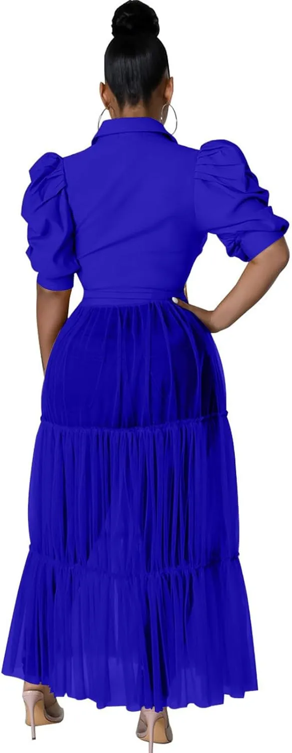 Ekaliy Women Sexy Short Sleeve Bodycon High Low Asymmetrical Ruffle Tunics Blouse Shirt Top Dress