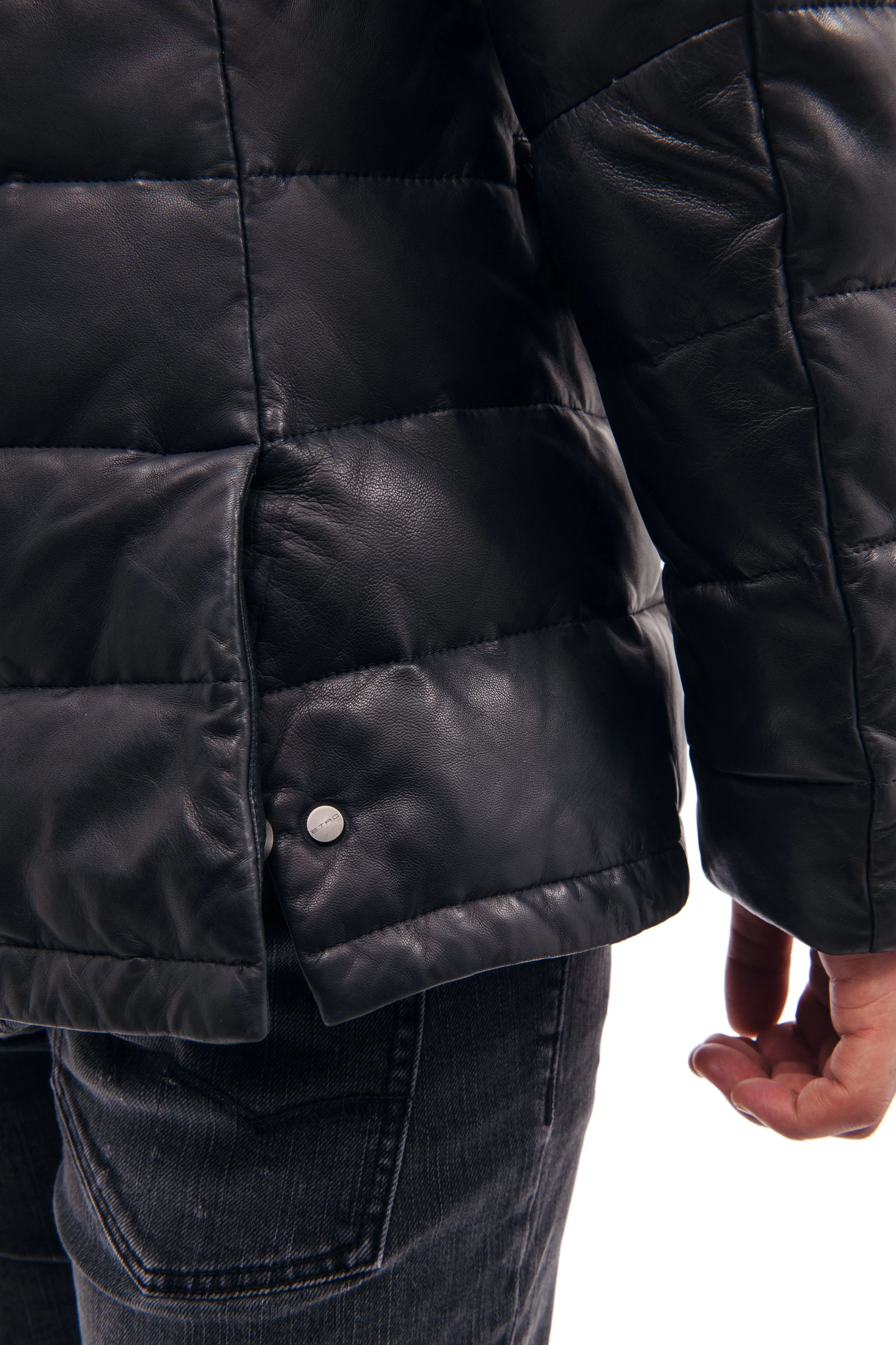 Etro Down Filled Leather Puffer Jacket Coat