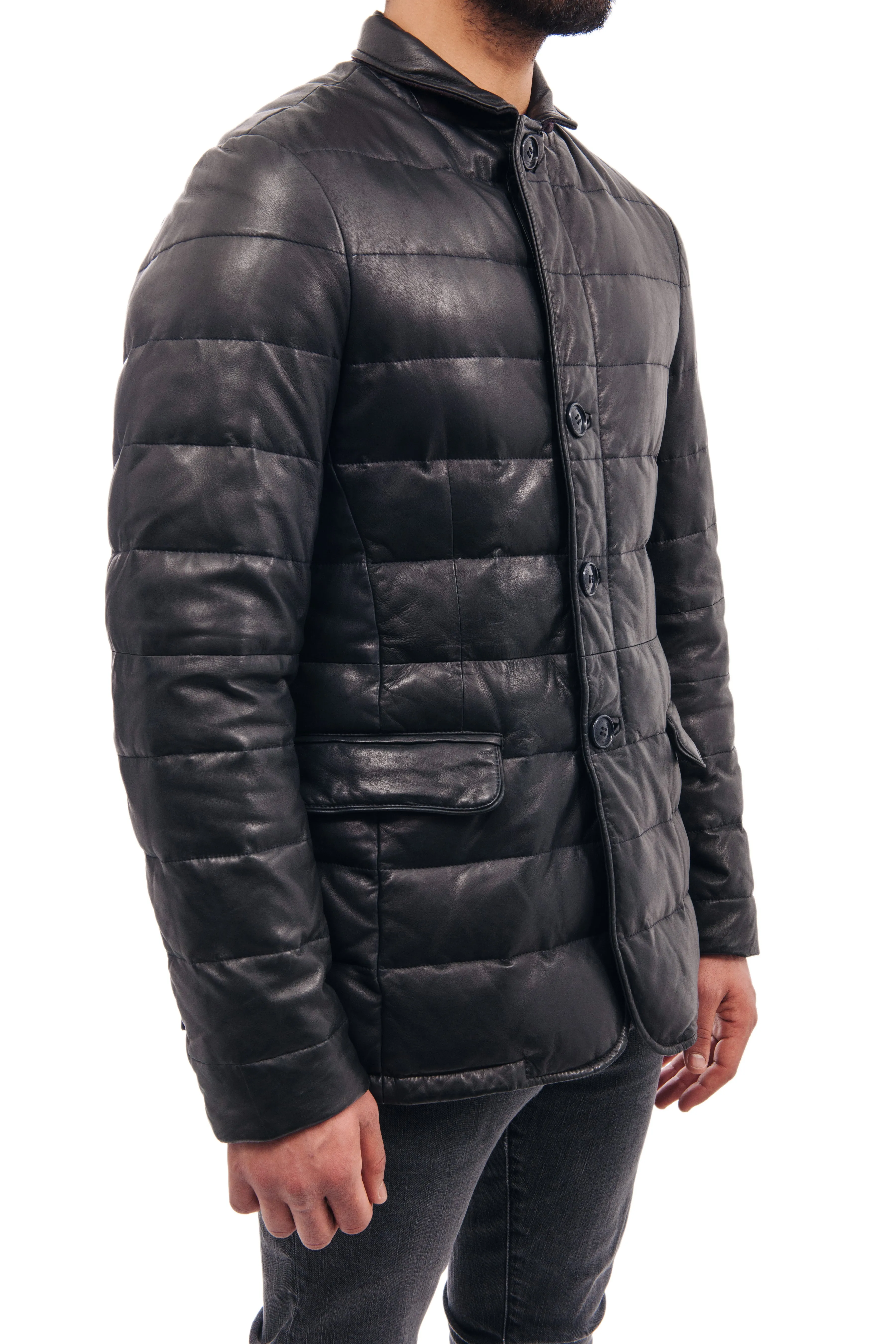 Etro Down Filled Leather Puffer Jacket Coat
