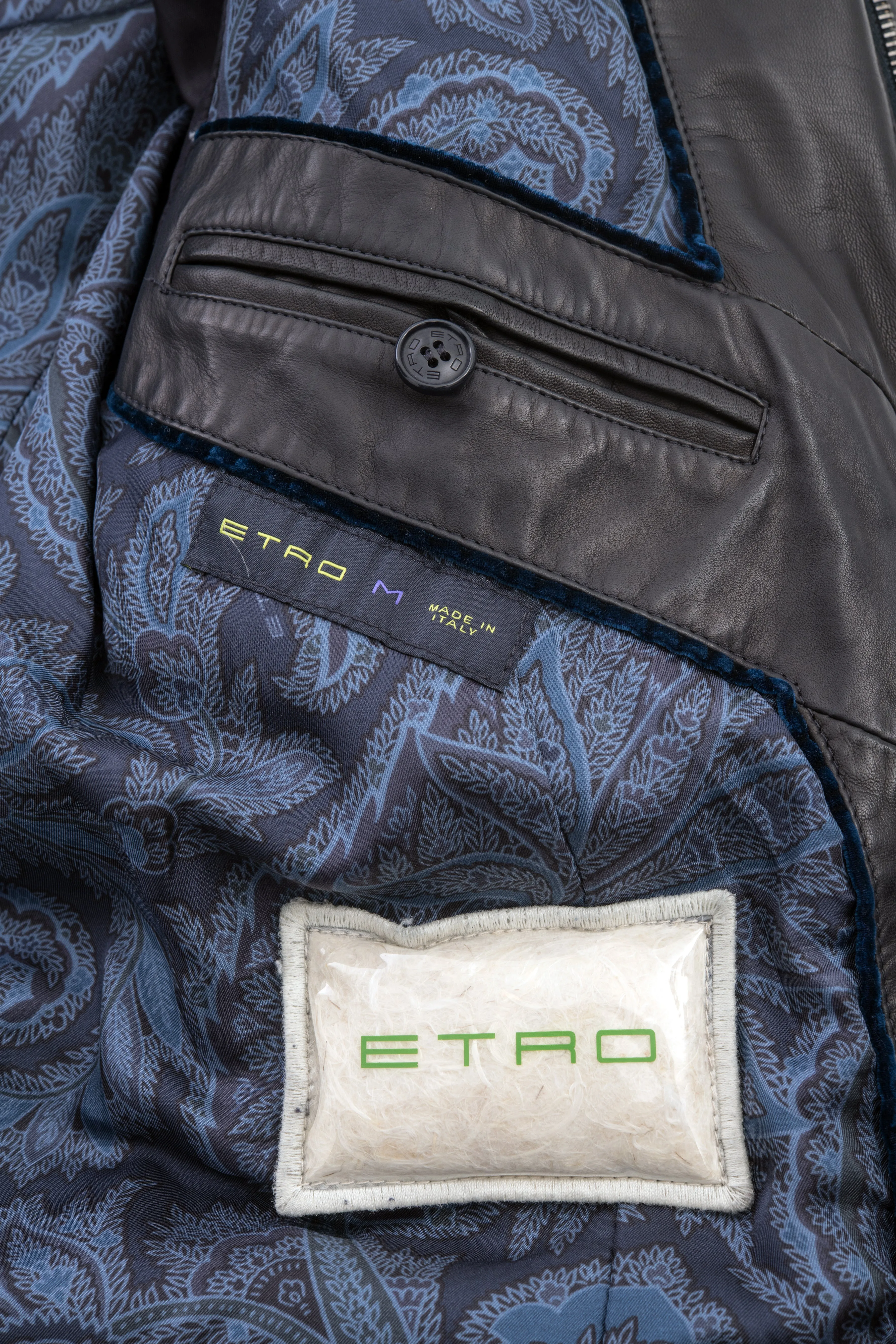 Etro Down Filled Leather Puffer Jacket Coat