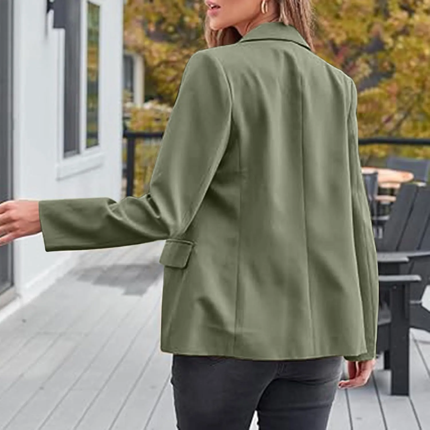 Firzero Womens Blazers for Work Casual Office Jacket 2024 Work Lapel Button Down Solid Elegant Long Sleeve Dressy Jackets