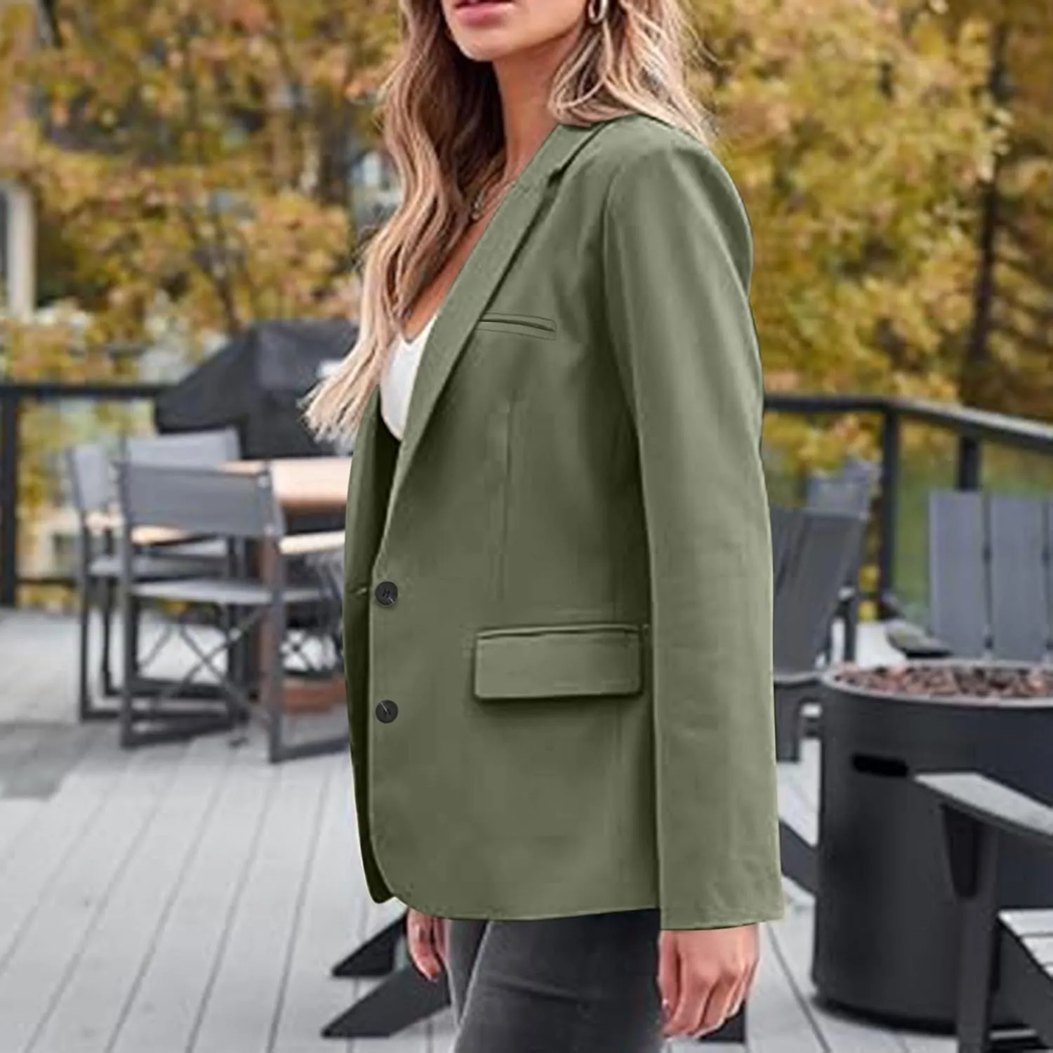 Firzero Womens Blazers for Work Casual Office Jacket 2024 Work Lapel Button Down Solid Elegant Long Sleeve Dressy Jackets