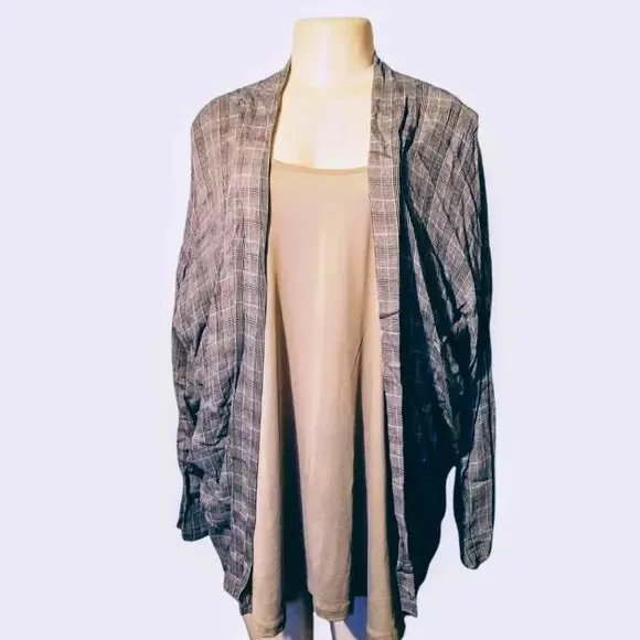 Gray Checkers Cardigan