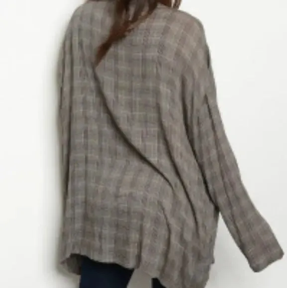 Gray Checkers Cardigan