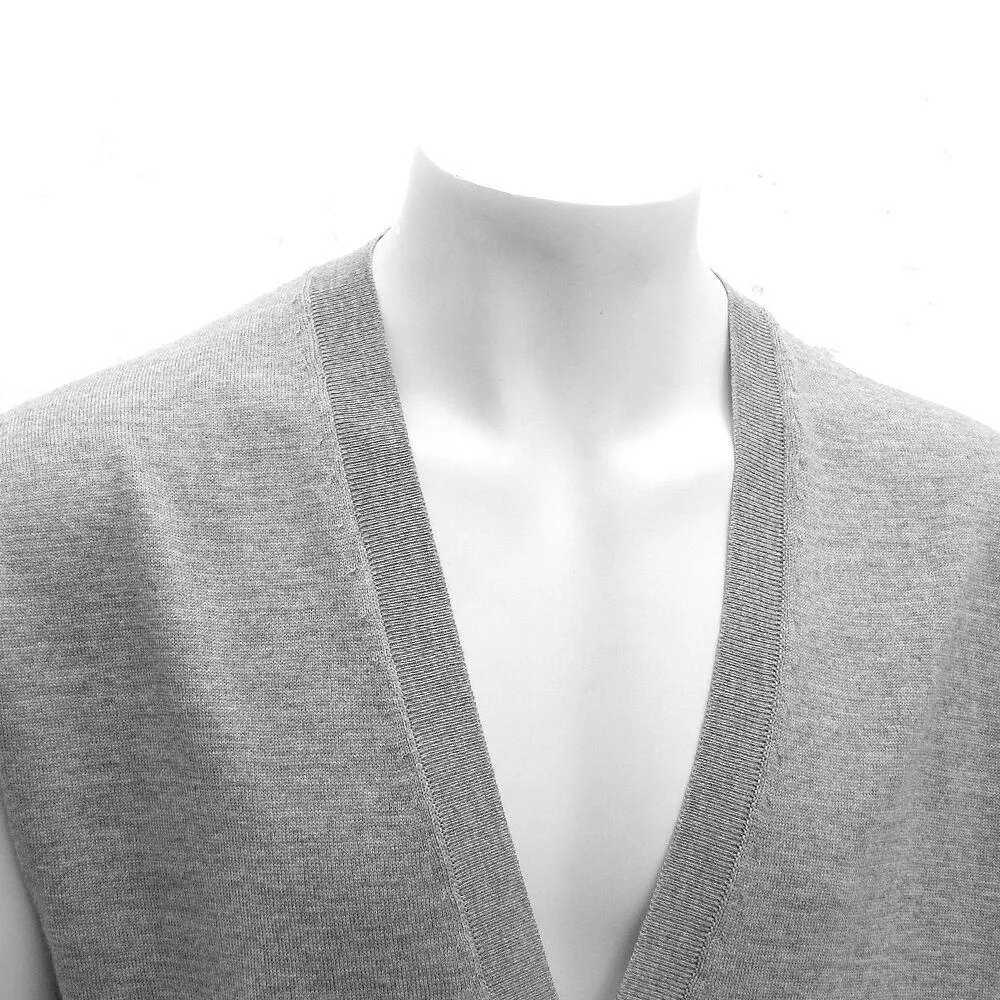 Grey Wool Sleeveless Cardigan With Bee Emblem