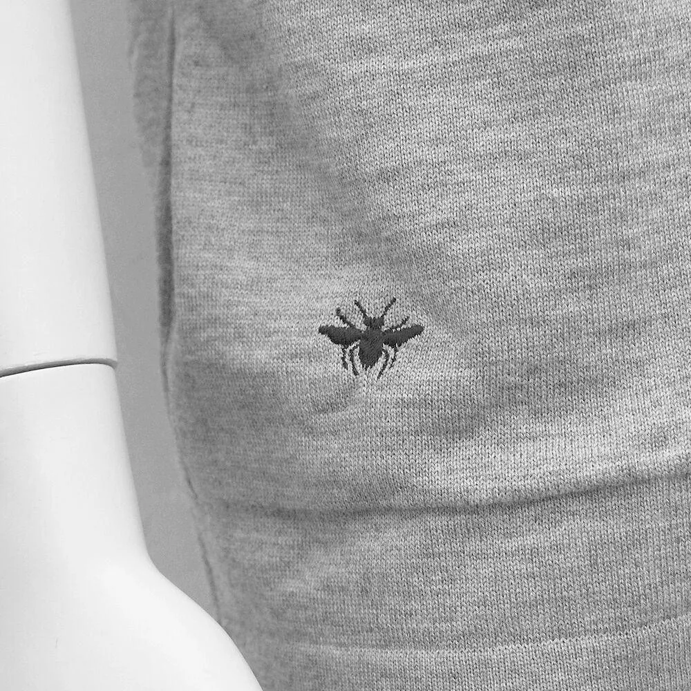 Grey Wool Sleeveless Cardigan With Bee Emblem