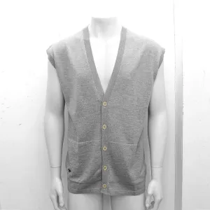 Grey Wool Sleeveless Cardigan With Bee Emblem