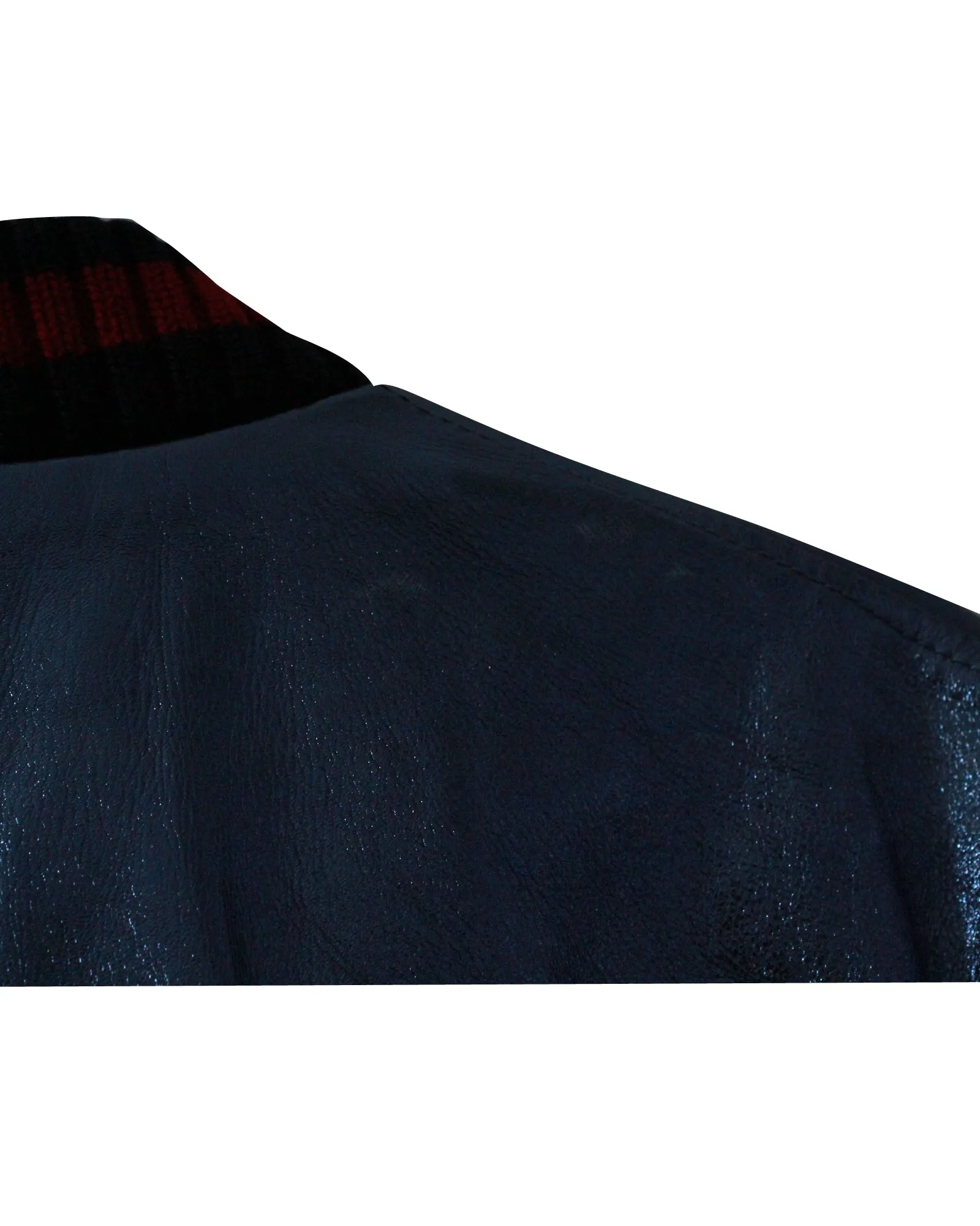 Gucci Crackle Bomber Jacket in Blue Leather