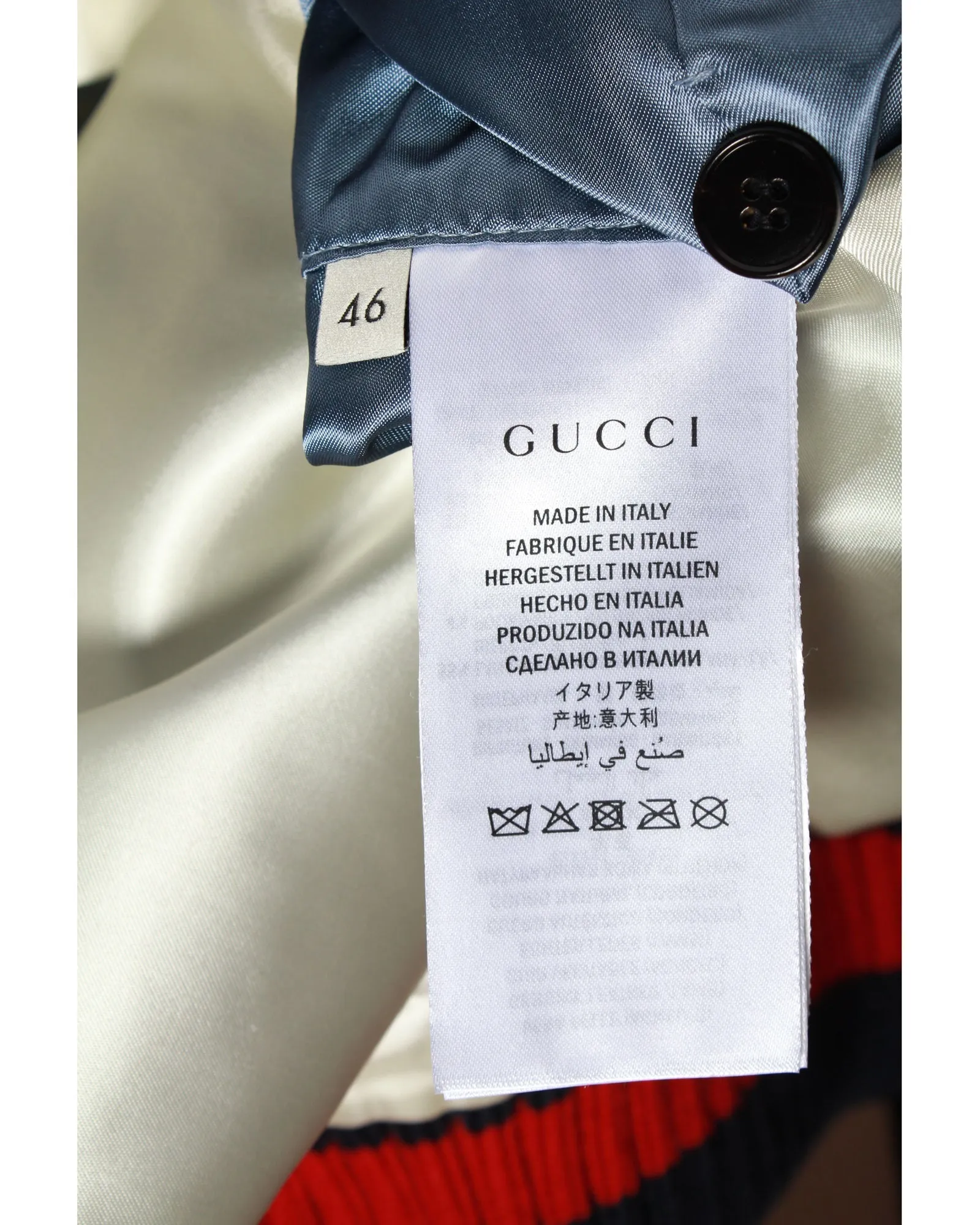 Gucci Crackle Bomber Jacket in Blue Leather