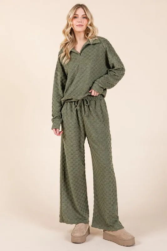 Hazel Blues® |  BOMBOM Tied Checkered Wide Leg Pants