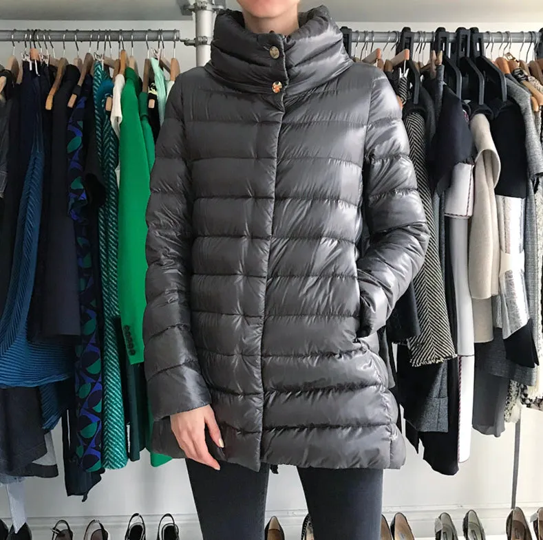 Herno Dark Grey Down Filled Puffer Coat - M