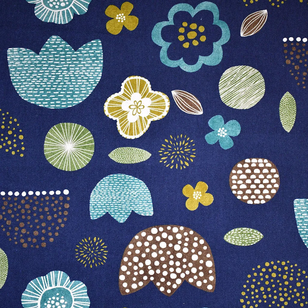 Japanese Print Mix Graphic Floral Canvas Navy