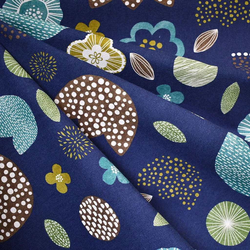 Japanese Print Mix Graphic Floral Canvas Navy