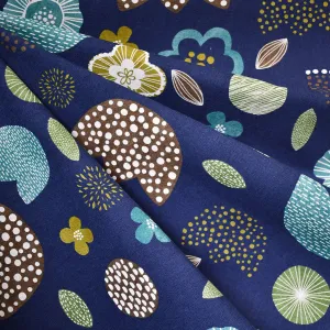Japanese Print Mix Graphic Floral Canvas Navy