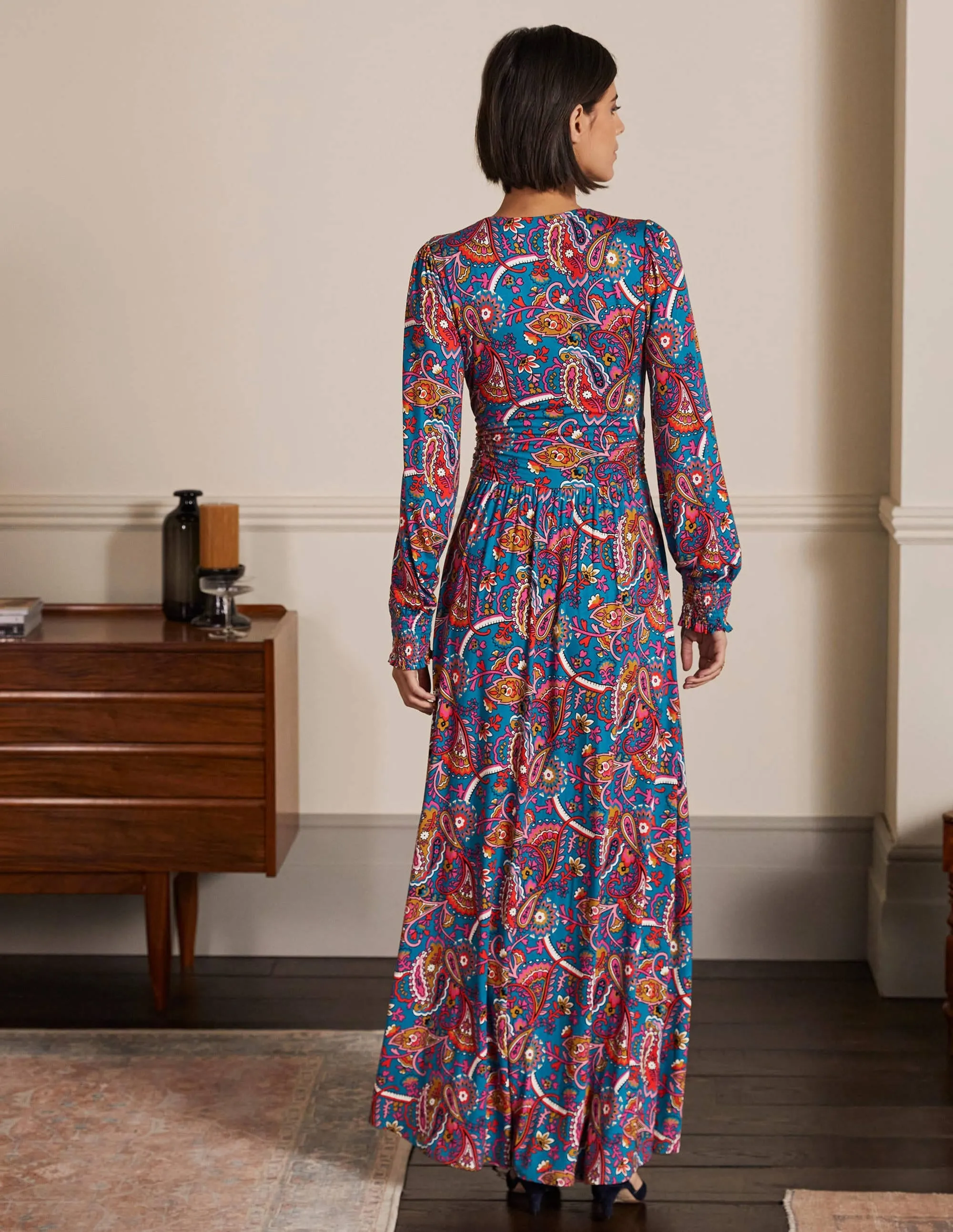 Jersey Maxi Wrap Dress-Winter Azure, Fantastical