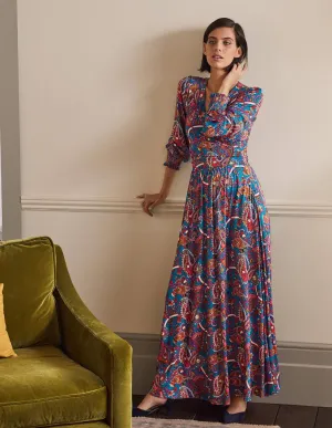 Jersey Maxi Wrap Dress-Winter Azure, Fantastical