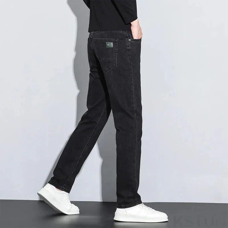 KSTUN Men's Black Jeans Stretch Denim Pants Fashion Pockets Designer Slim Regular Fit Trousers For Men Clothing Streetwear 2025