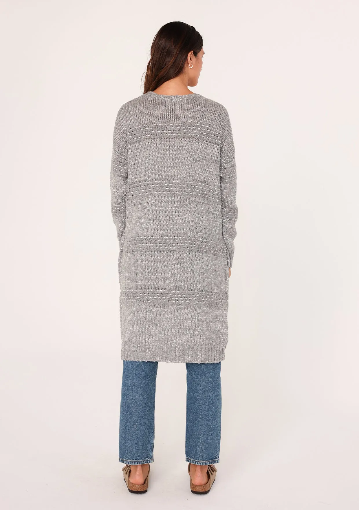 Long Sleeve Open Front Duster Knit Sweater