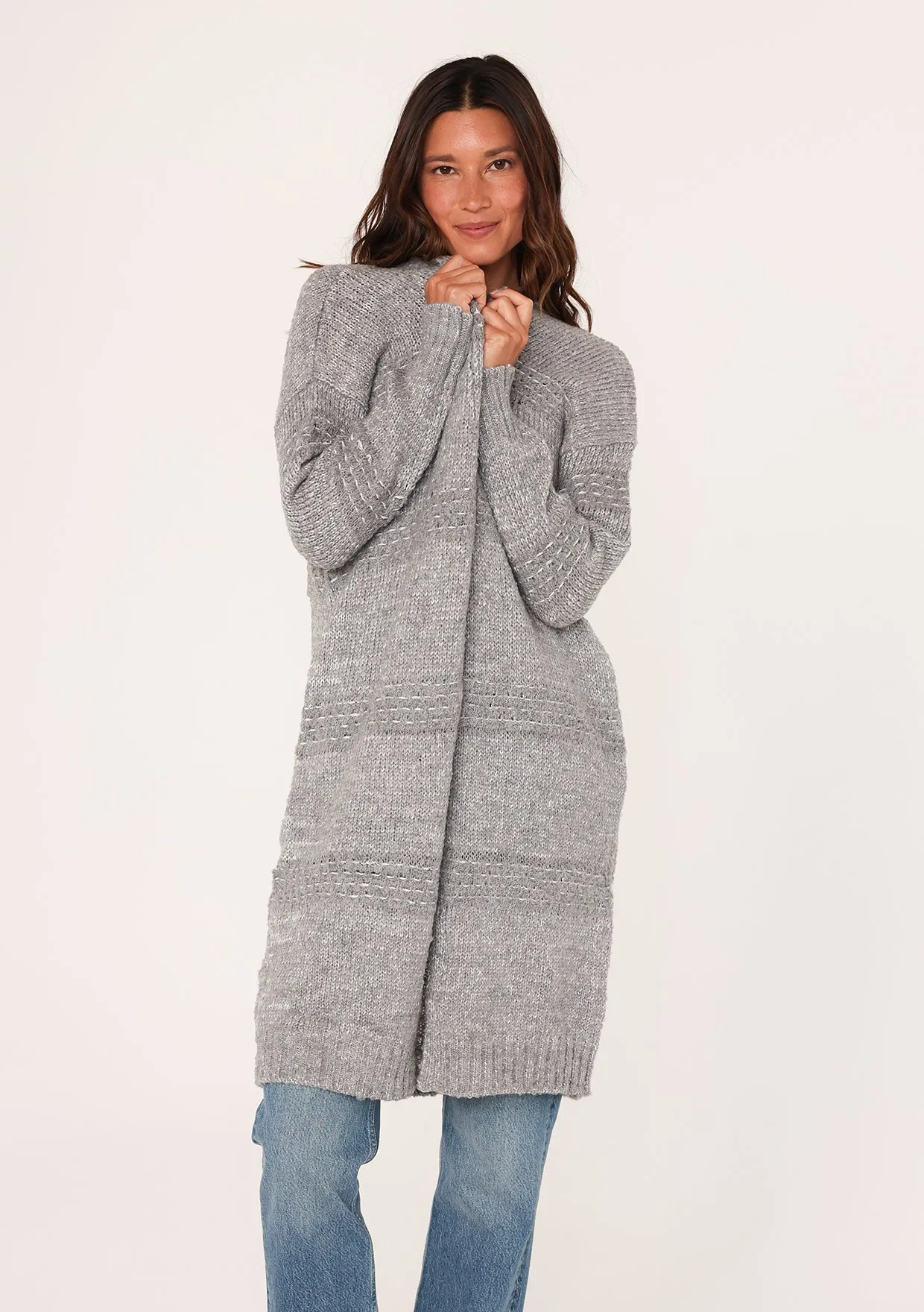 Long Sleeve Open Front Duster Knit Sweater