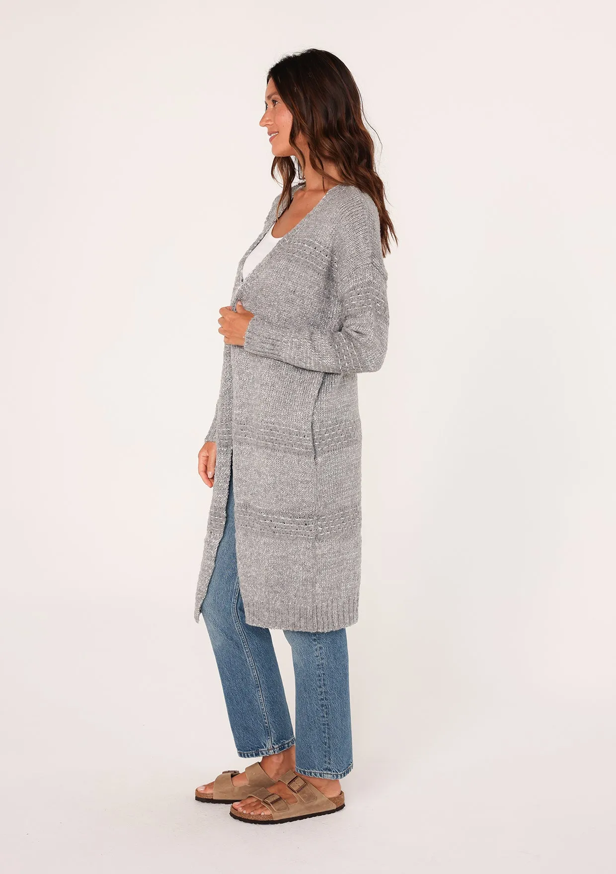 Long Sleeve Open Front Duster Knit Sweater