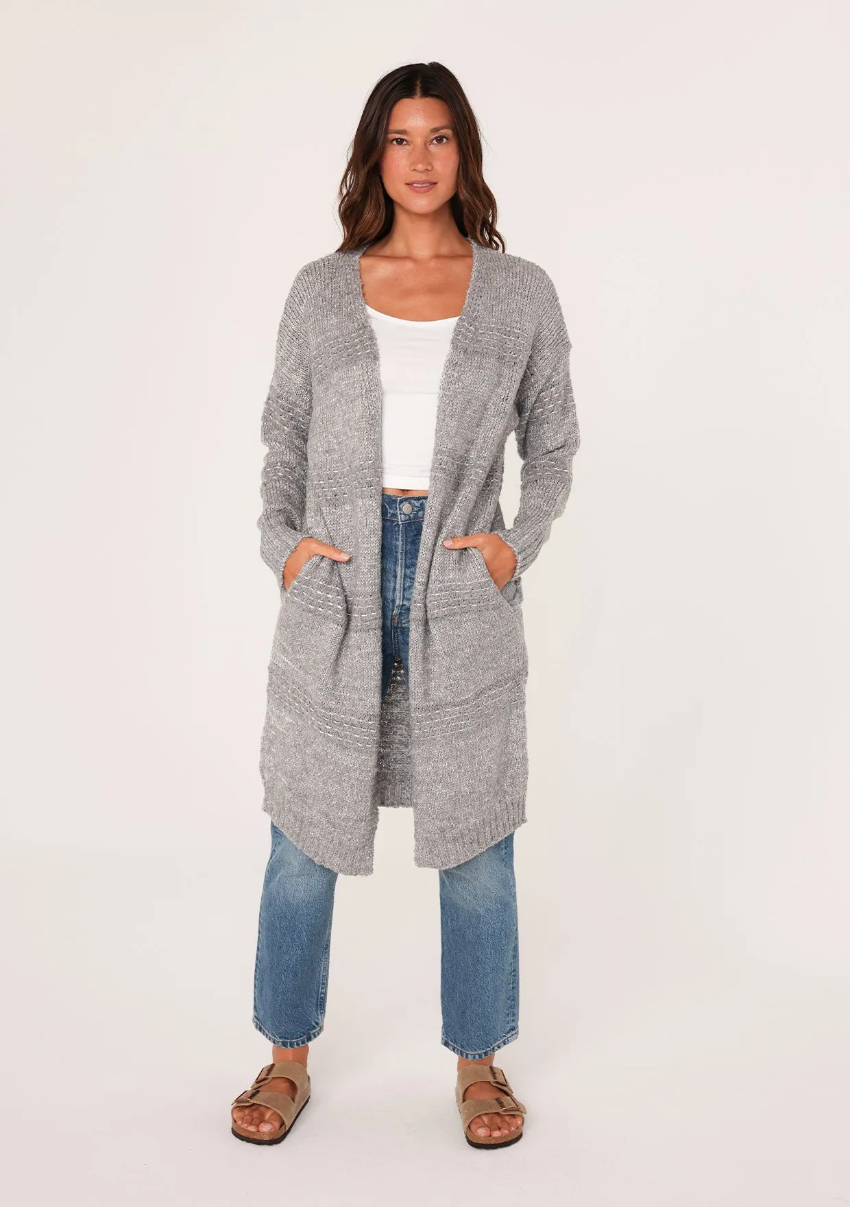 Long Sleeve Open Front Duster Knit Sweater